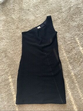 Booty by Brabants One-Shoulder Black Textured Mini Dress bodycon